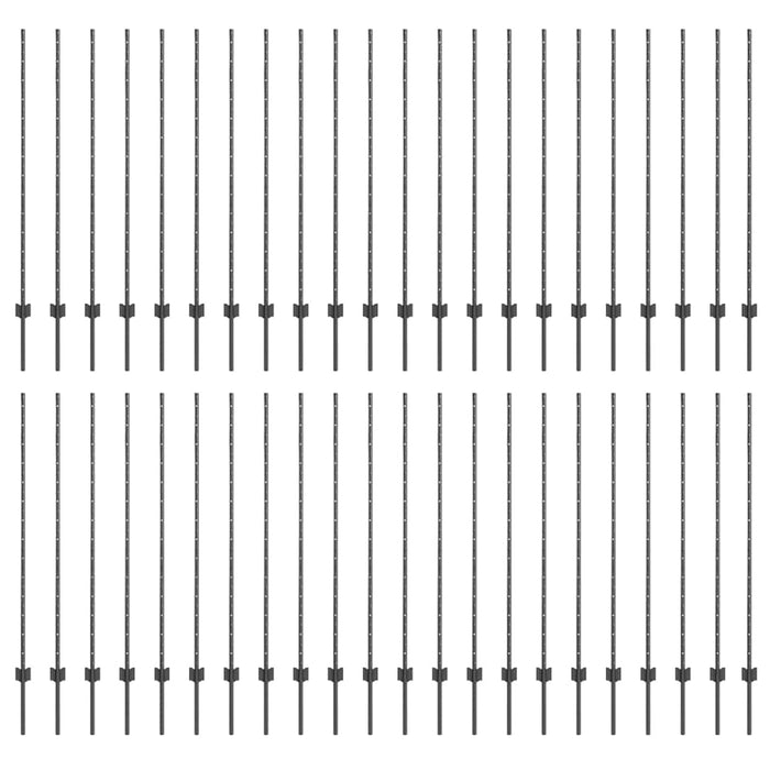 Pali per Recinzione 88 pcs Grigio 180 cm Acciaio 3335941