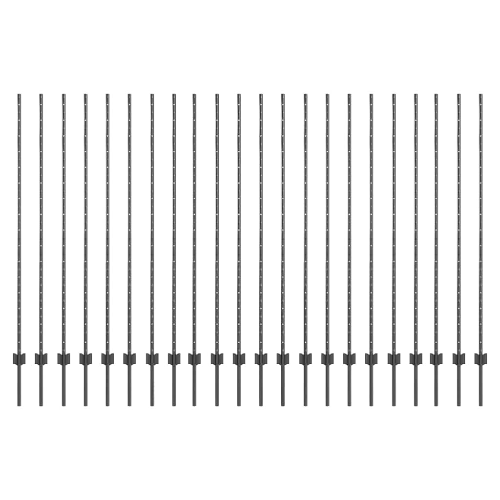 Pali per Recinzione 44 pcs Grigio 200 cm Acciaio 3335942