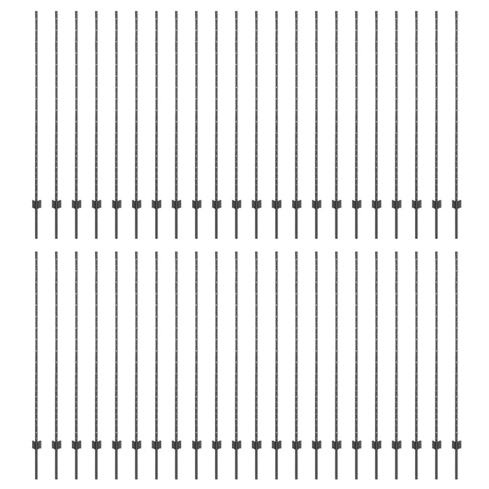 Pali per Recinzione 88 pcs Grigio 200 cm Acciaio 3335943