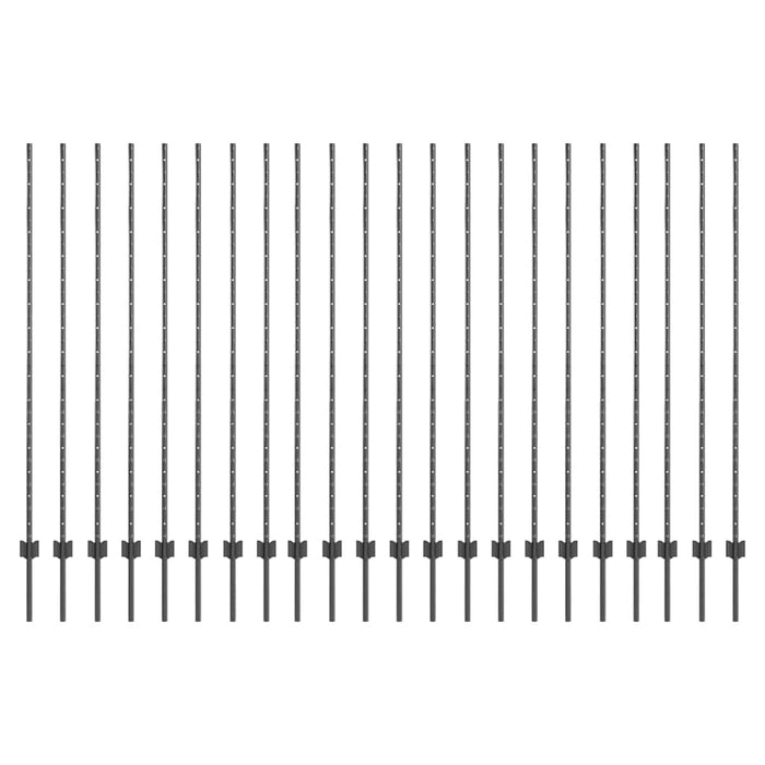 Pali per Recinzione 44 pcs Grigio 200 cm Acciaio 3335944