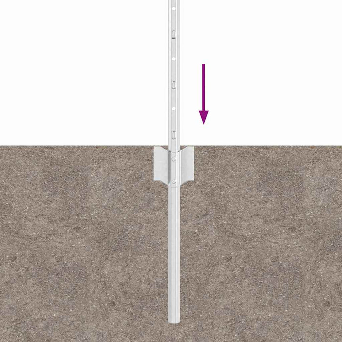 Pali per Recinzione 22 pcs Argento 80 cm Acciaio 3335946