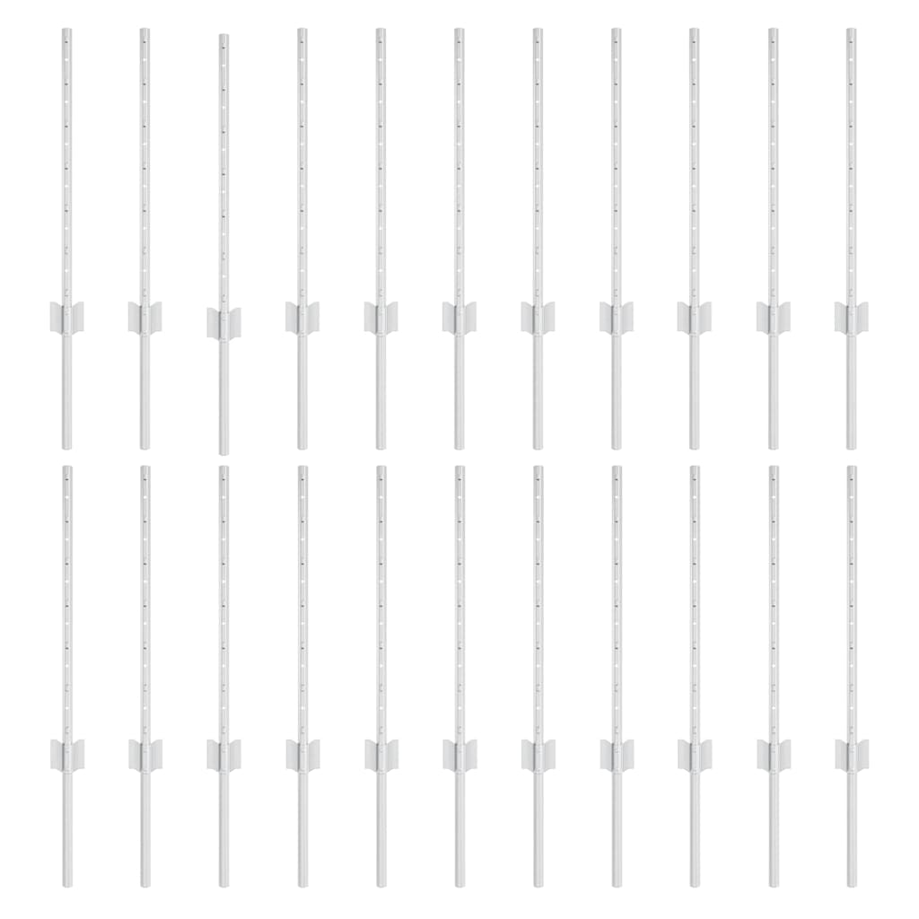Pali per Recinzione 22 pcs Argento 100 cm Acciaio 3335950