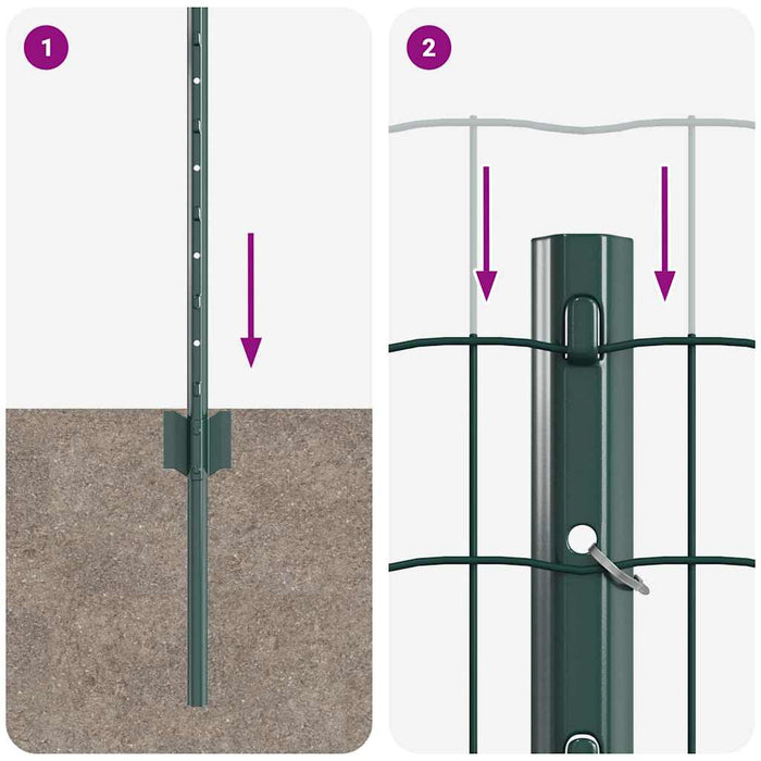 Recinzione con pali. Verde 0.4 x 10 m Acciaio 3335964