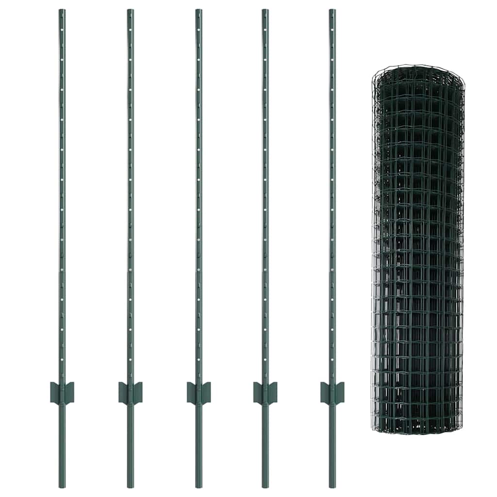 Recinzione con pali. Verde 1.2 x 10 m Acciaio 3335968