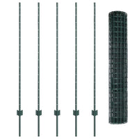 Recinzione con pali. Verde 1.4 x 10 m Acciaio 3335977