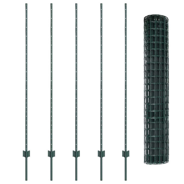 Recinzione con pali. Verde 1.6 x 10 m Acciaio 3335979