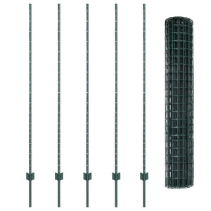 Recinzione con pali. Verde 1.5 x 10 m Acciaio 3335986