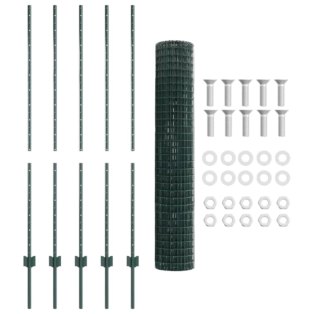 Recinzione con pali. Verde 1.4 x 10 m Acciaio 3336001