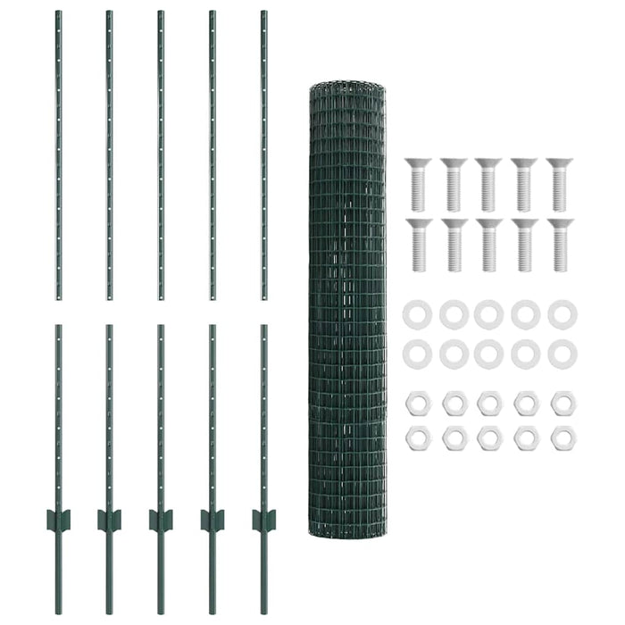 Recinzione con pali. Verde 1.4 x 10 m Acciaio 3336001