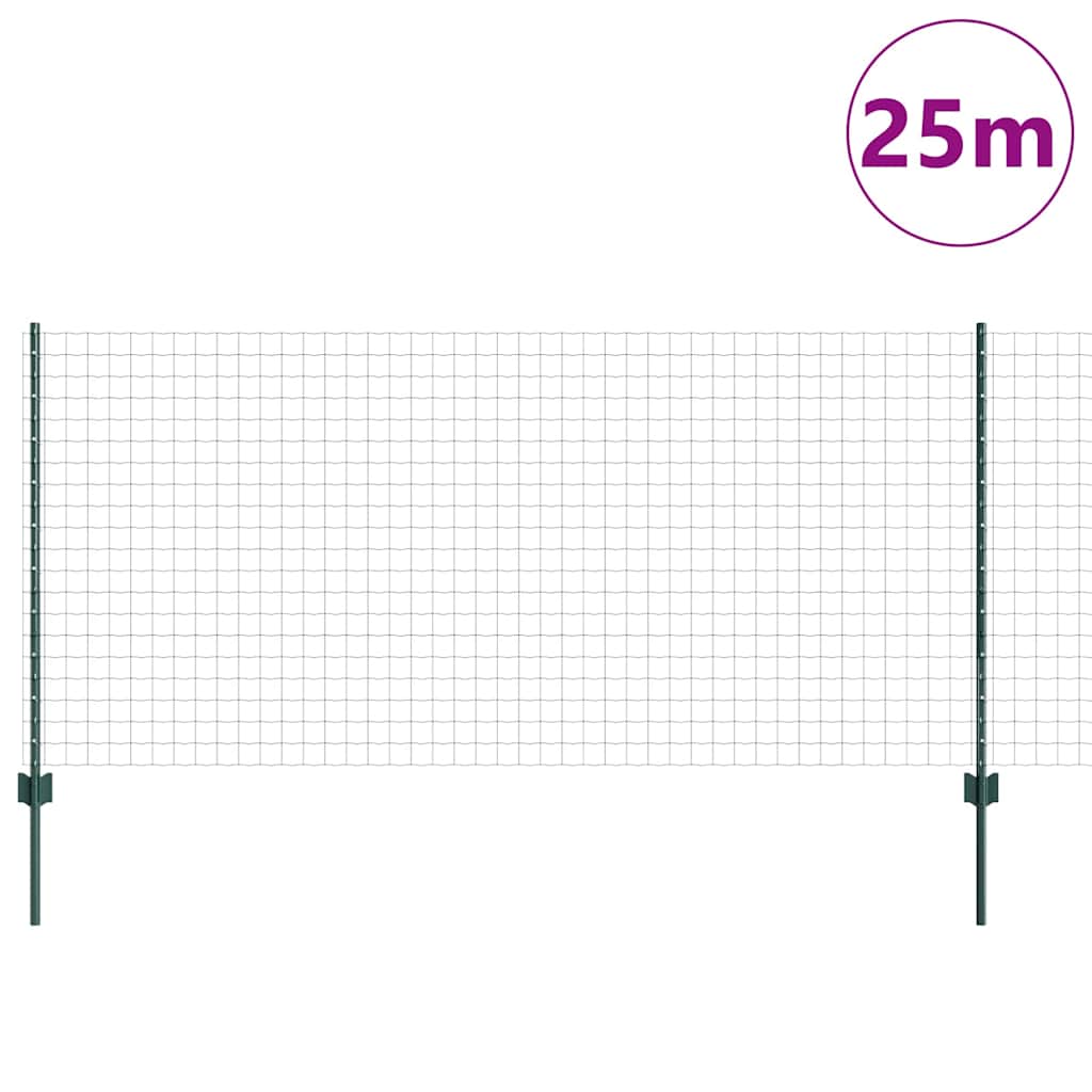 Recinzione con pali. Verde 1 x 25 m Acciaio 3336007