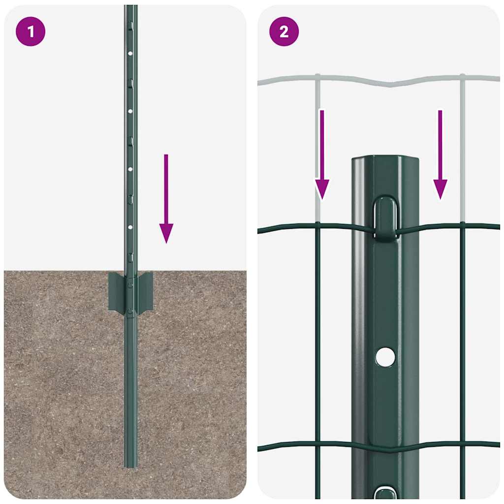 Recinzione con pali. Verde 0.4 x 25 m Acciaio 3336014