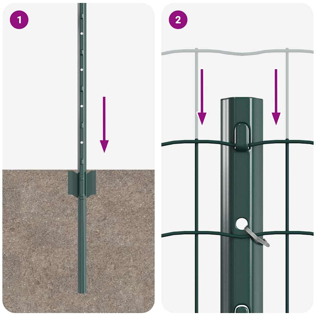 Recinzione con pali. Verde 0.4 x 25 m Acciaio 3336024