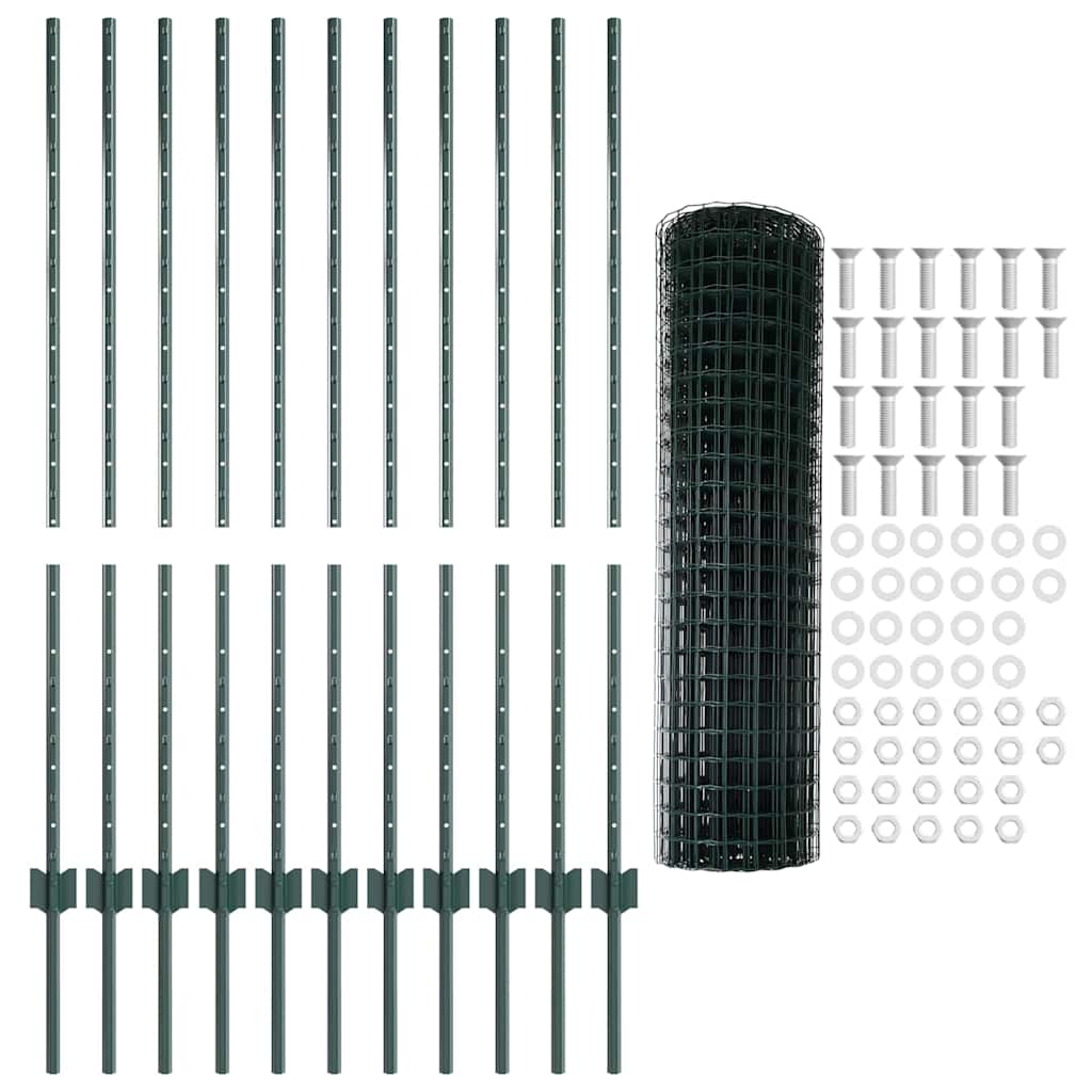 Recinzione con pali. Verde 1.2 x 25 m Acciaio 3336028