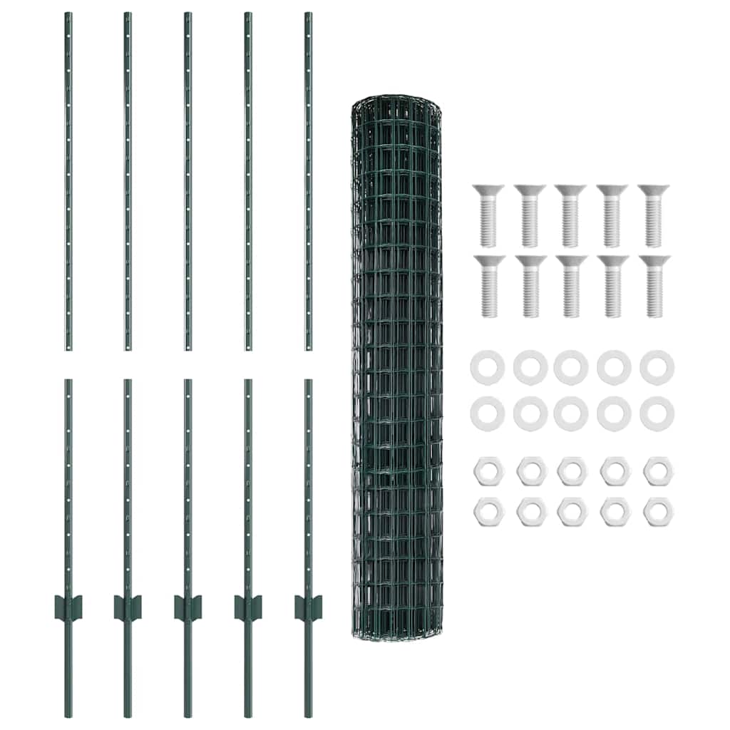 Recinzione con pali. Verde 1.4 x 10 m Acciaio 3336044