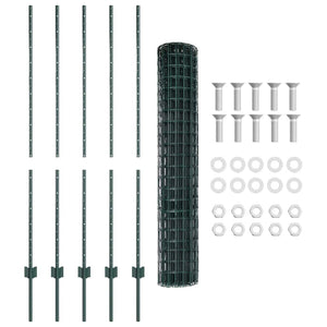 Recinzione con pali. Verde 1.4 x 10 m Acciaio 3336044