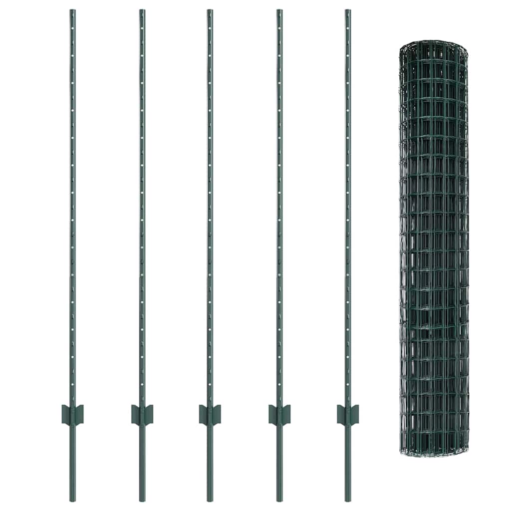 Recinzione con pali. Verde 1.4 x 10 m Acciaio 3336044