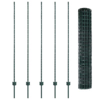 Recinzione con pali. Verde 1.5 x 10 m Acciaio 3336045