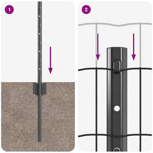Recinzione con pali. Grigio 0.4 x 50 m Acciaio 3336121