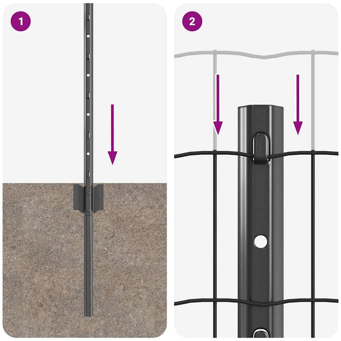 Recinzione con pali. Grigio 0.4 x 50 m Acciaio 3336121