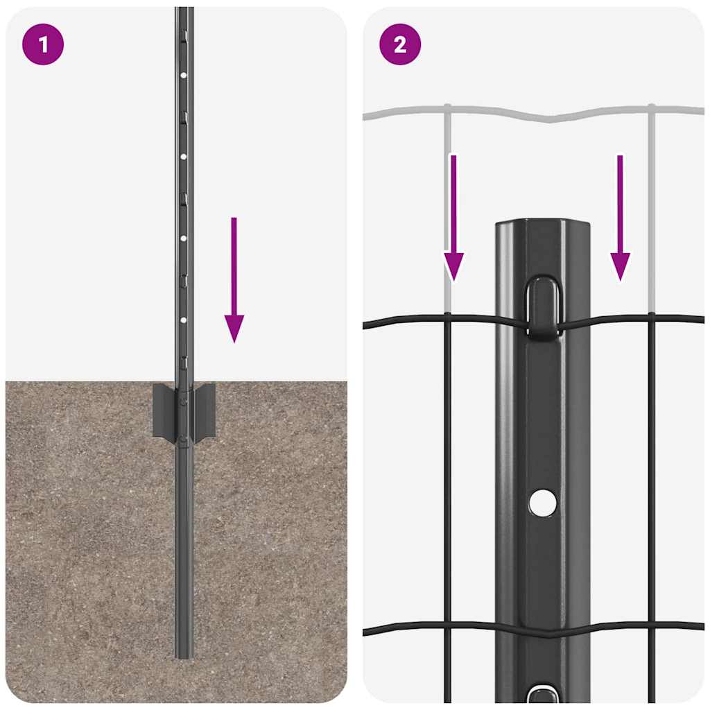 Recinzione con pali. Grigio 0.4 x 50 m Acciaio 3336123