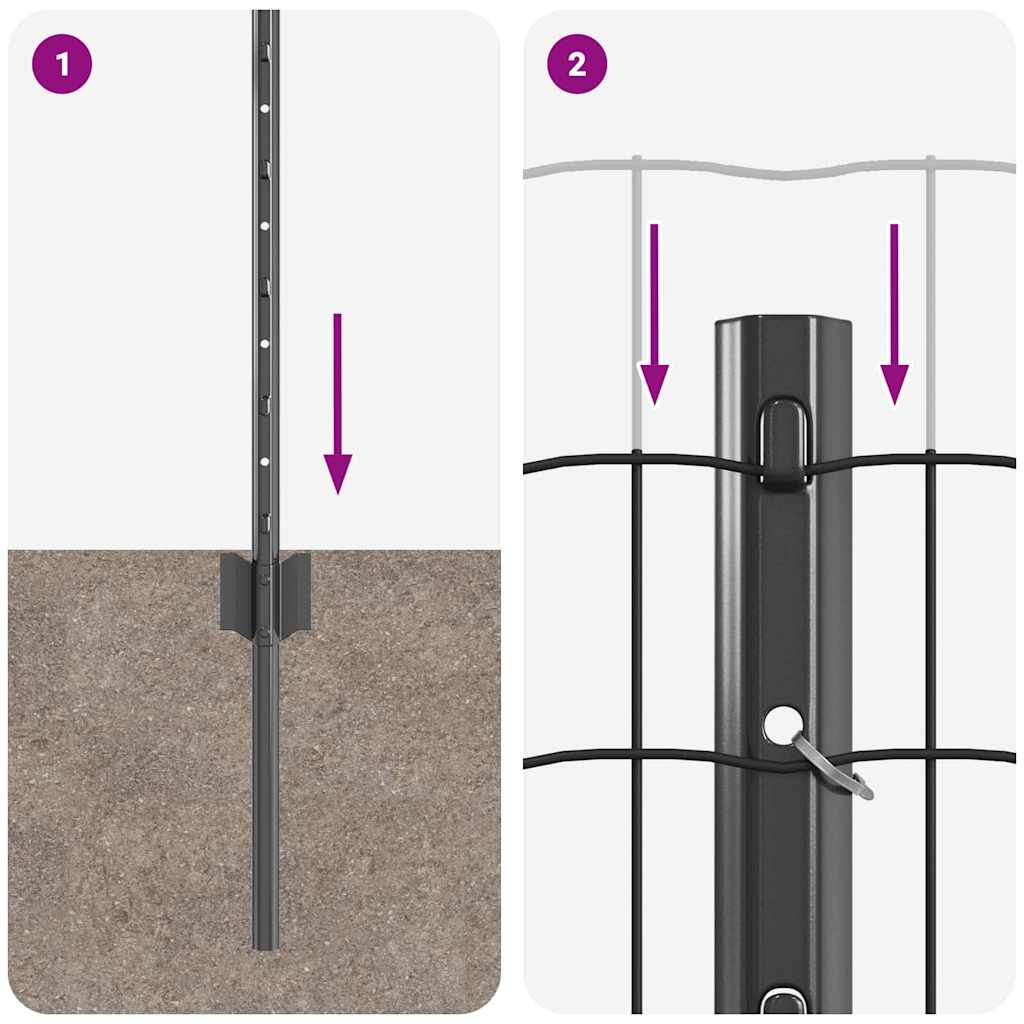 Recinzione con pali. Grigio 0.6 x 50 m Acciaio 3336128