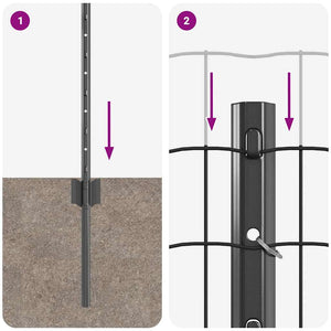 Recinzione con pali. Grigio 0.6 x 50 m Acciaio 3336128