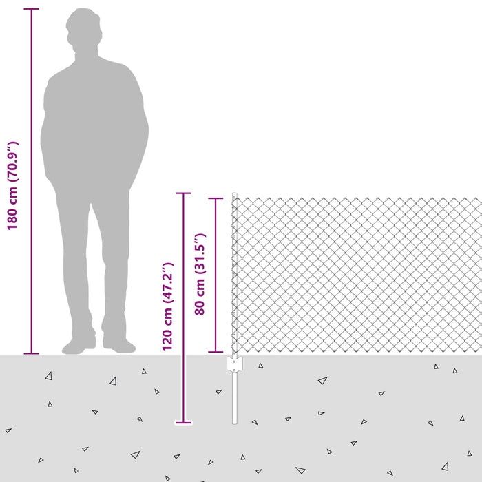 Recinzione e Posto Grigio 0,8 x 10 m Acciaio 3336259