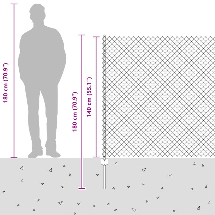 Recinzione e Posto Grigio 1,4 x 10 m Acciaio 3336262