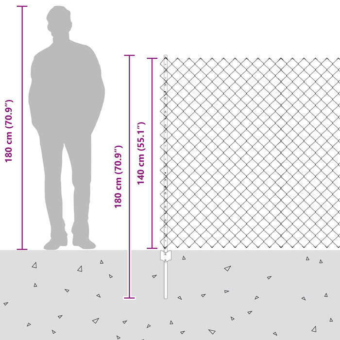 Recinzione e Posto Grigio 1,4 x 10 m Acciaio 3336270