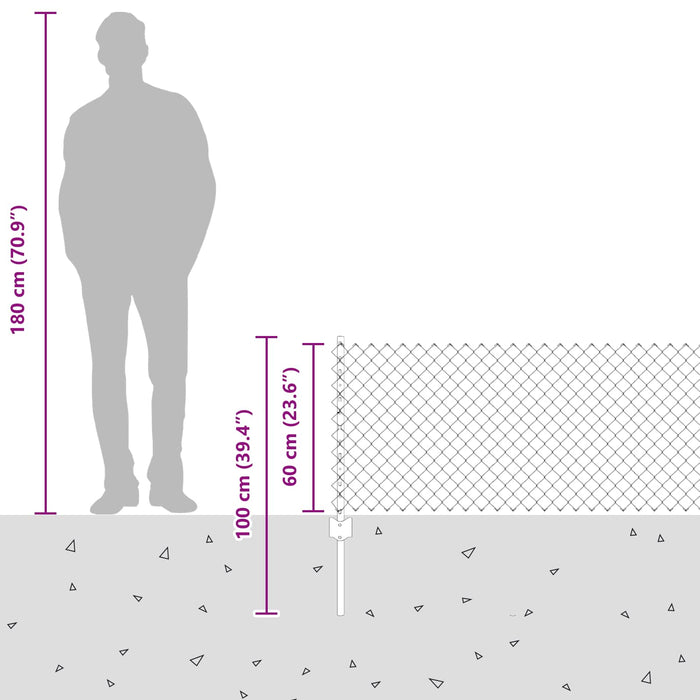 Recinzione e Posto Grigio 0,6 x 25 m Acciaio 3336274