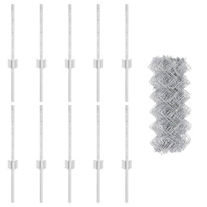 Recinzione con pali. Argento 0.4 x 10 m Acciaio 3336285