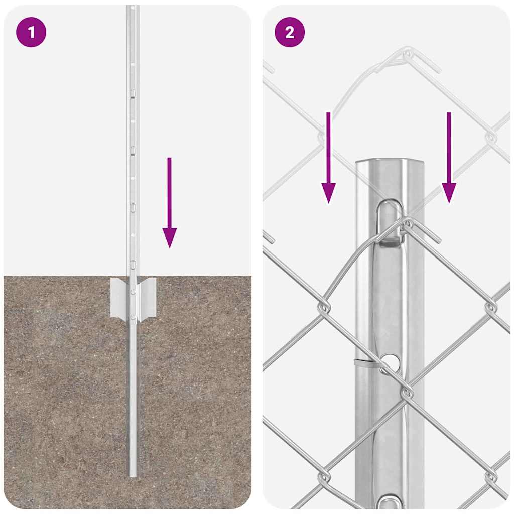 Recinzione con pali. Argento 0.6 x 10 m Acciaio 3336286