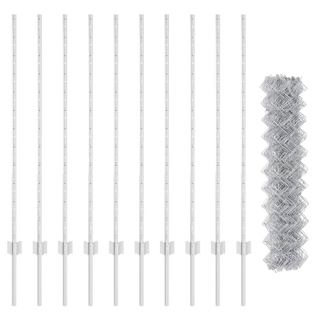 Recinzione con pali. Argento 1.2 x 10 m Acciaio 3336289