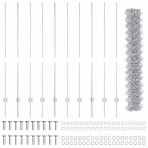 Recinzione con pali. Argento 1.4 x 10 m Acciaio 3336290