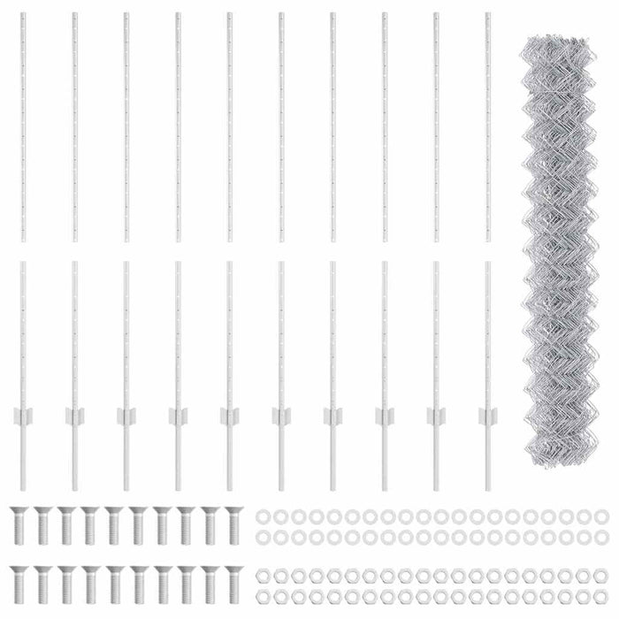 Recinzione con pali. Argento 1.4 x 10 m Acciaio 3336290