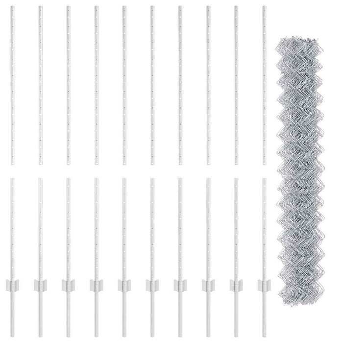 Recinzione con pali. Argento 1.4 x 10 m Acciaio 3336290