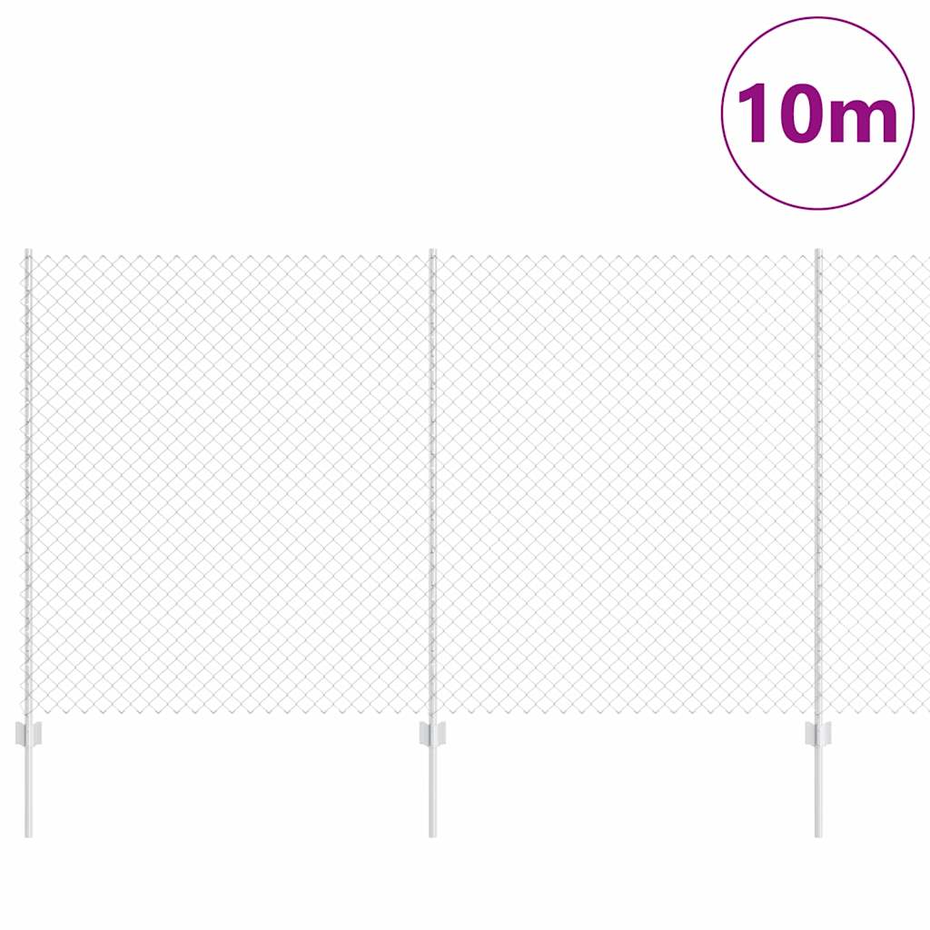 Recinzione con pali. Argento 1.4 x 10 m Acciaio 3336290