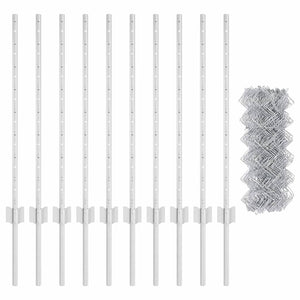Recinzione con pali. Argento 0.8 x 10 m Acciaio 3336295