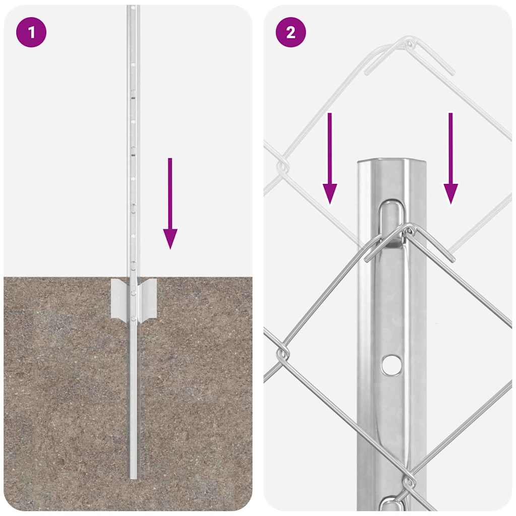 Recinzione con pali. Argento 0.8 x 10 m Acciaio 3336295