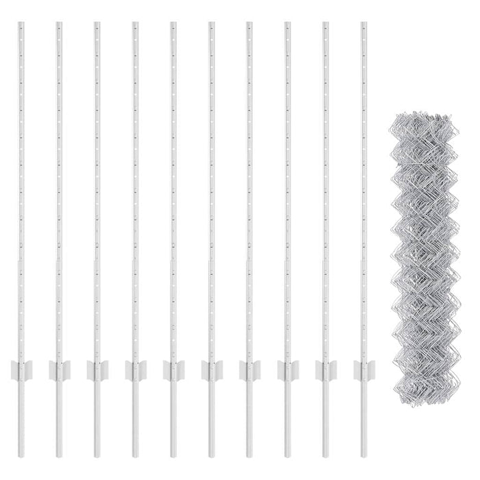 Recinzione con pali. Argento 1.2 x 10 m Acciaio 3336297