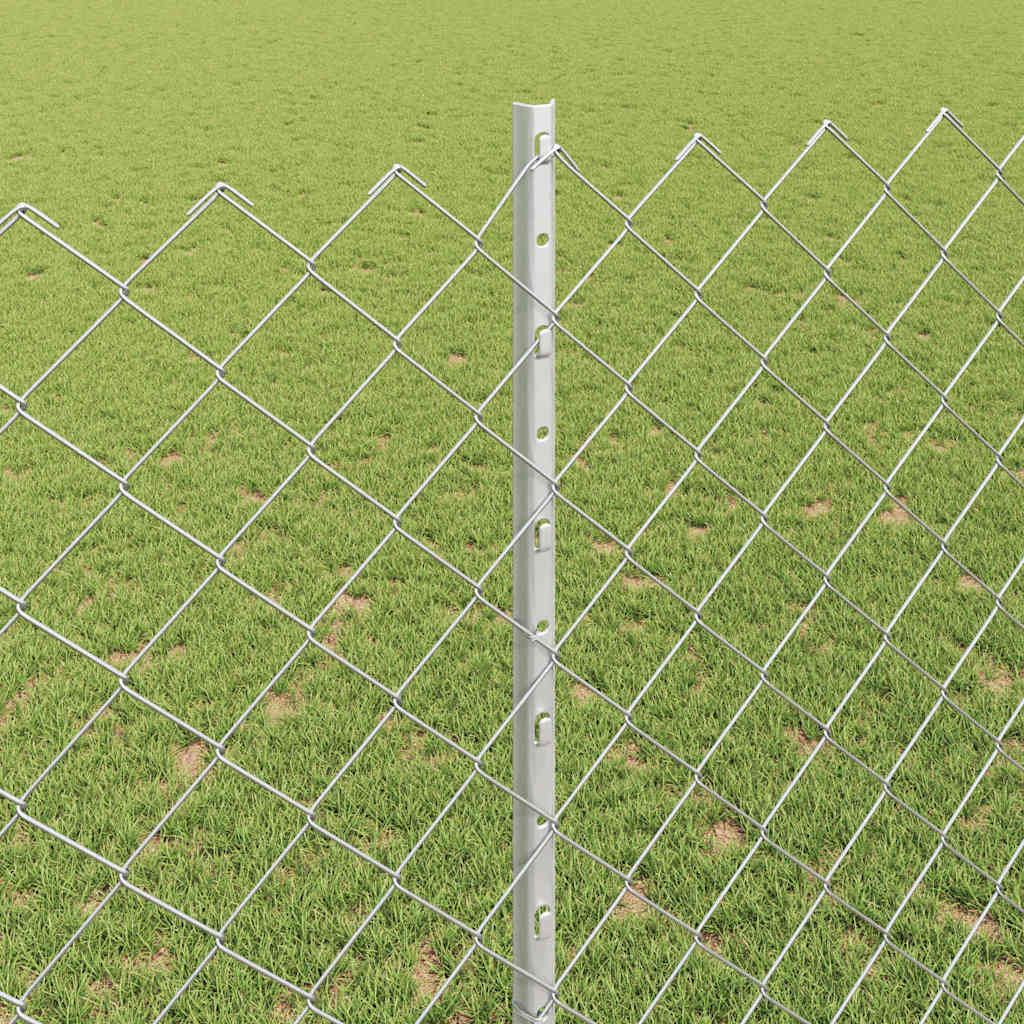 Recinzione con pali. Argento 1.4 x 10 m Acciaio 3336298