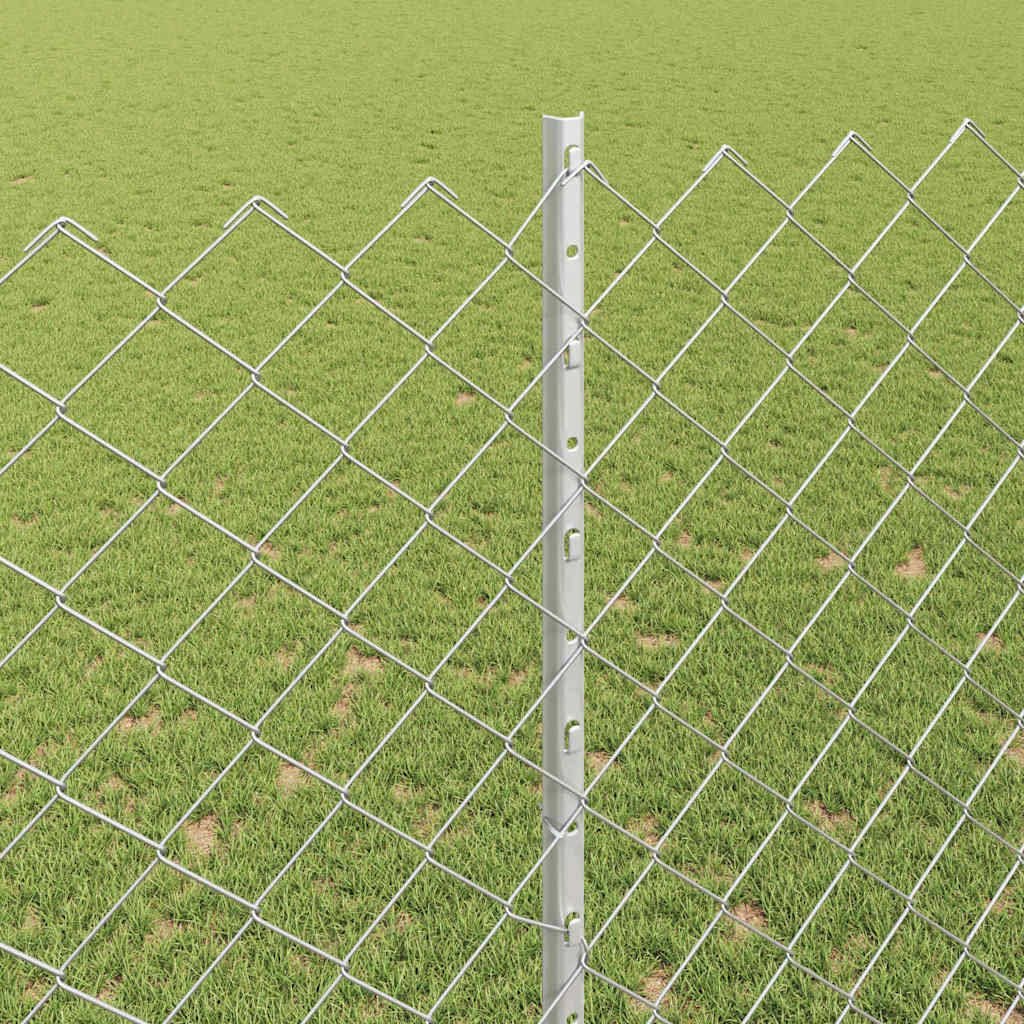 Recinzione con pali. Argento 1.5 x 10 m Acciaio 3336299