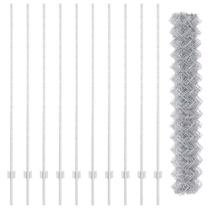 Recinzione con pali. Argento 1.5 x 10 m Acciaio 3336299