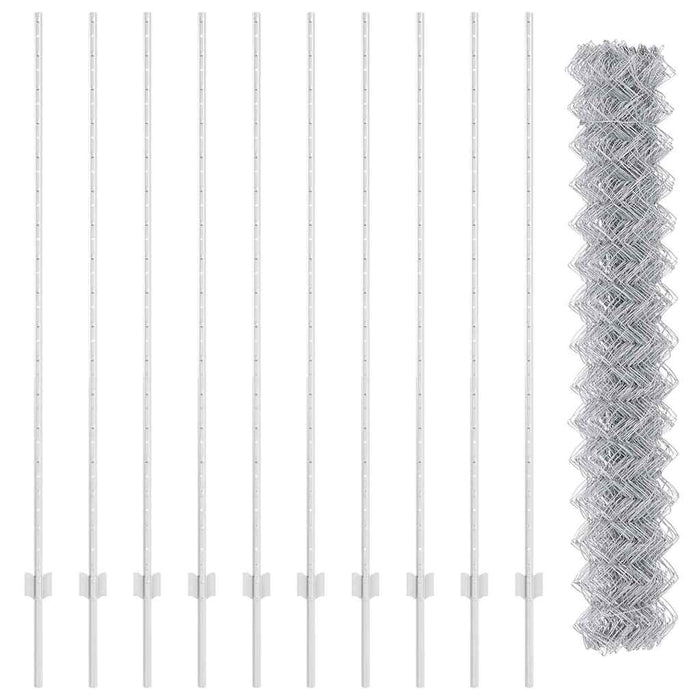 Recinzione con pali. Argento 1.5 x 10 m Acciaio 3336299