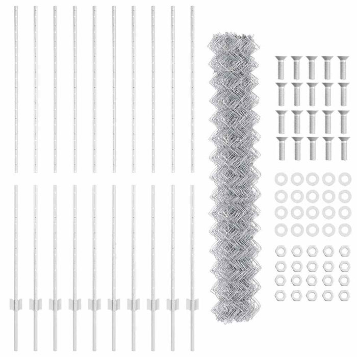 Recinzione con pali. Argento 1.6 x 10 m Acciaio 3336300