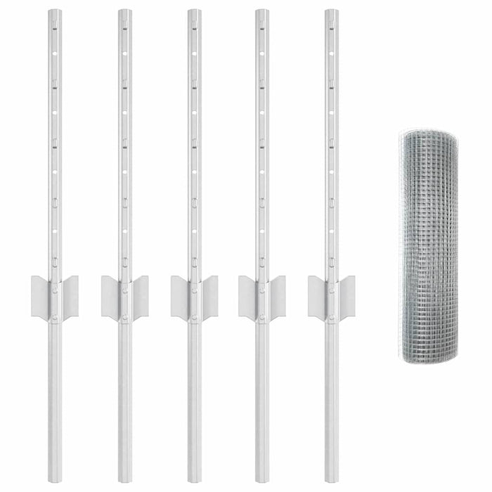 Recinzione con pali. Argento 0.4 x 10 m Acciaio 3336309