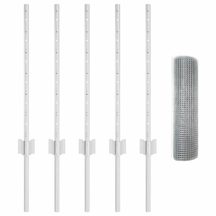 Recinzione con pali. Argento 0.6 x 10 m Acciaio 3336319