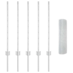 Recinzione con pali. Argento 0.8 x 10 m Acciaio 3336321