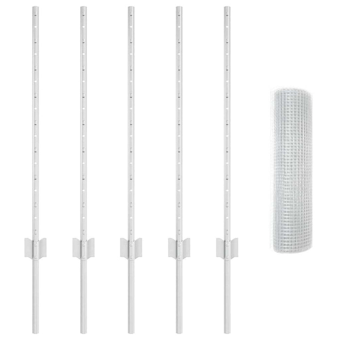 Recinzione con pali. Argento 0.8 x 10 m Acciaio 3336322