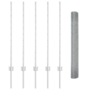 Recinzione con pali. Argento 1 x 10 m Acciaio 3336326